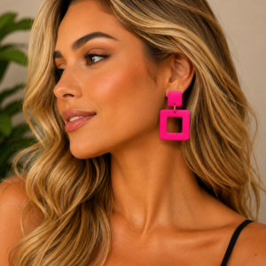 Brinco Quadrado Pink
